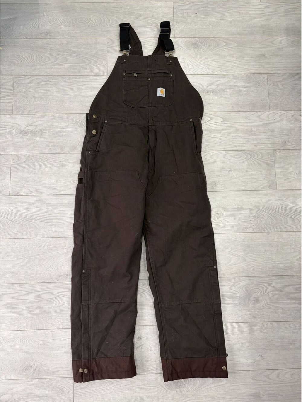 Vintage Y2K Carhartt Overalls Pants Brown Workwear L
